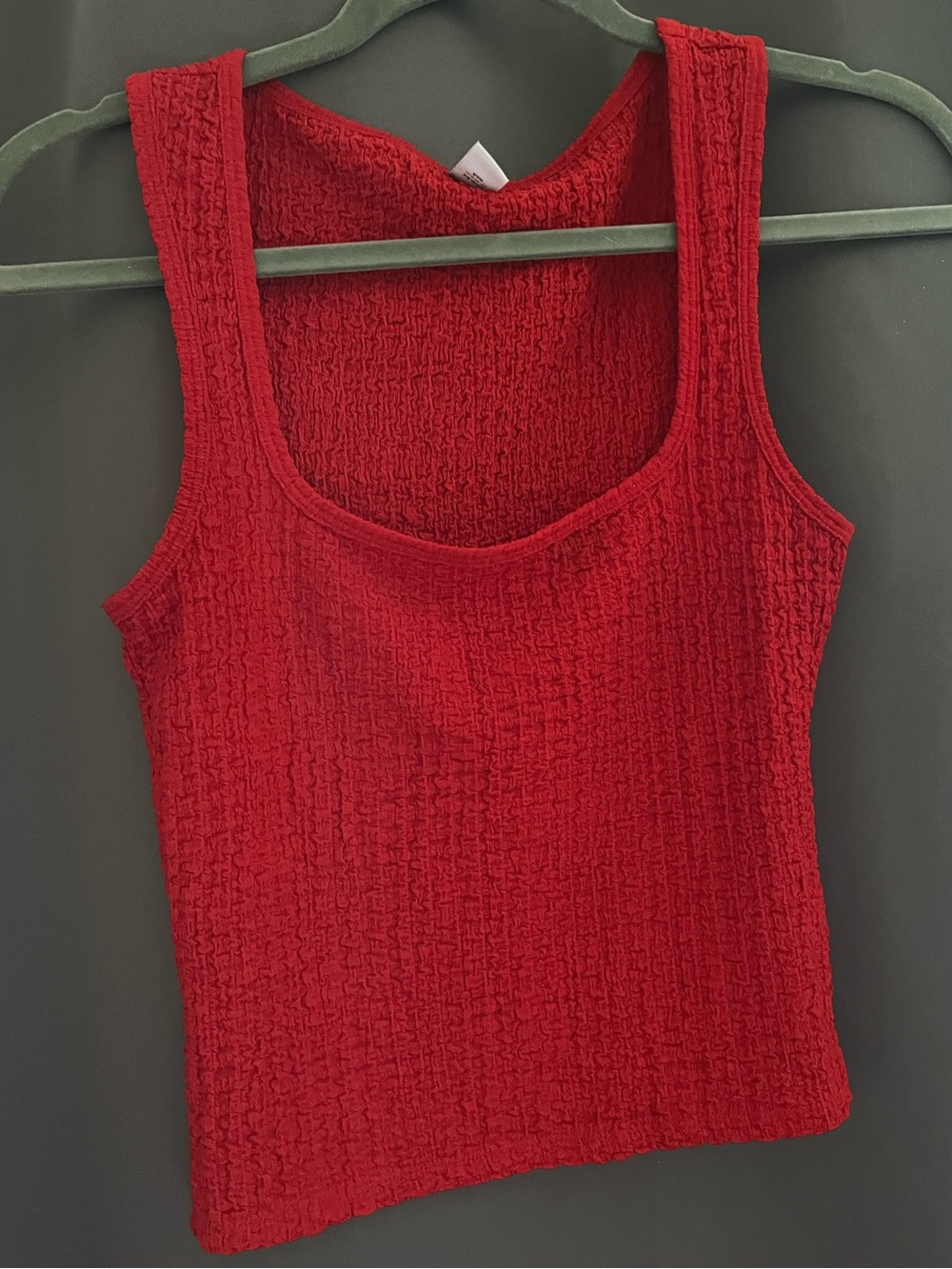 Old Navy Red Textured Scoop Tank Top